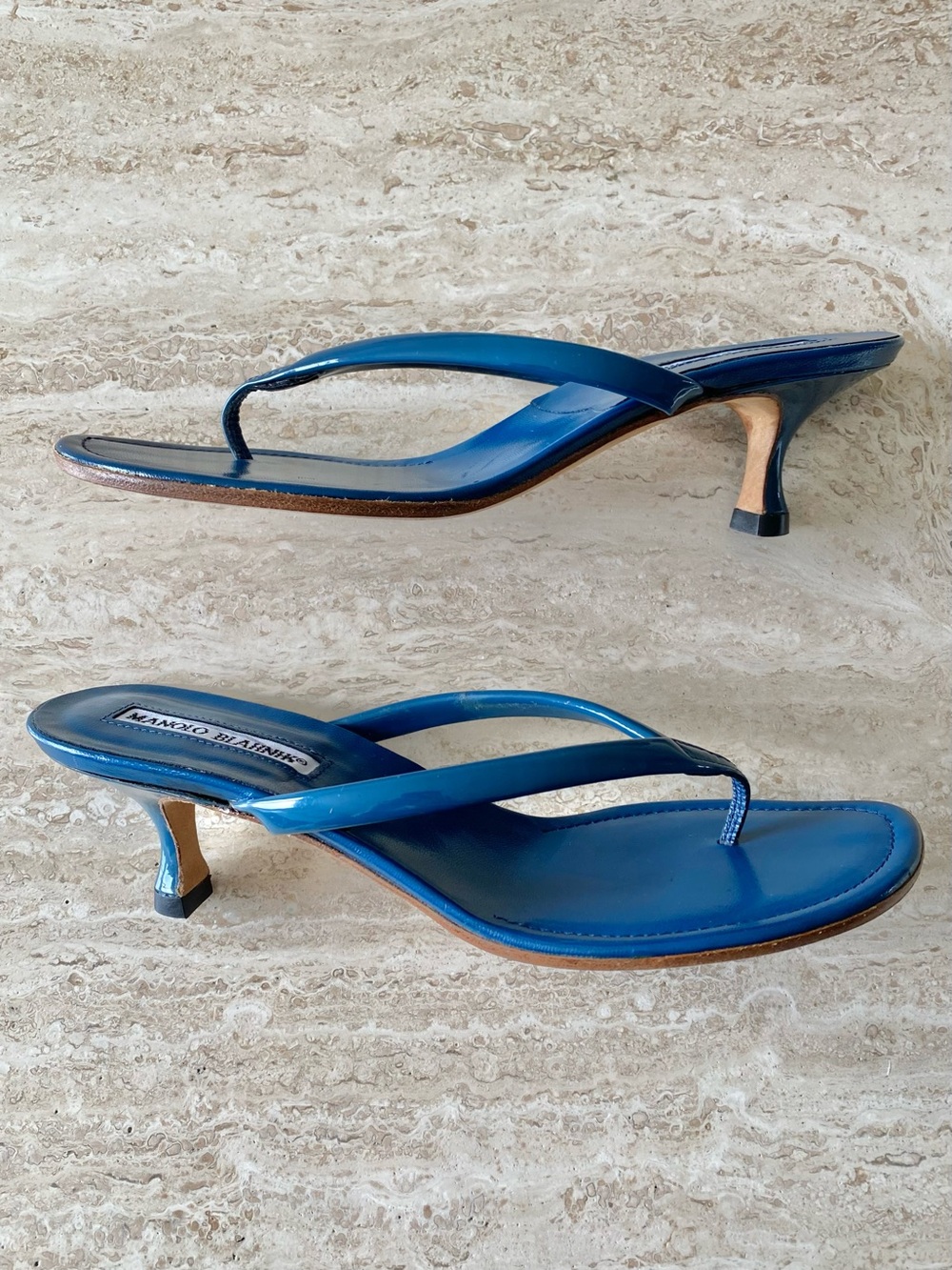 Vintage Manolo Blahnik Thong Sandal Heels - Picture 4 of 9